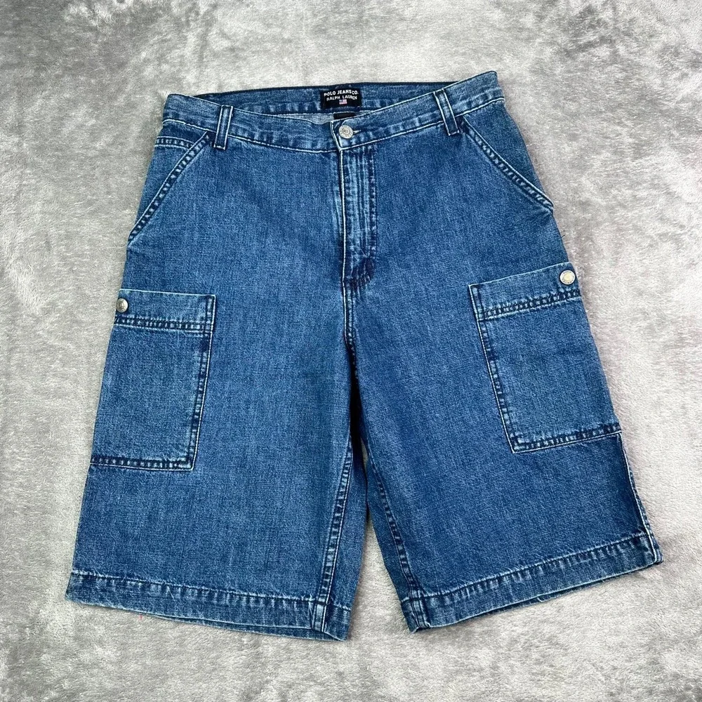 Polo Ralph Lauren Jeans Co. Denim Cargo Shorts Womens 16 Blue Carpenter‎ 11